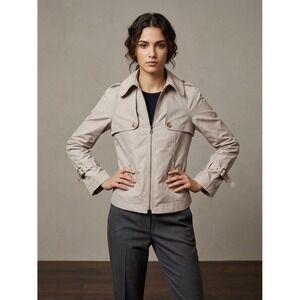 Max&Co Tan Cropped Trench Style Zip Up Jacket Size 2 40810109